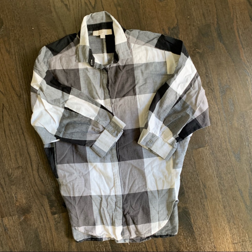 Ann Taylor LOFT loose gingham cotton top